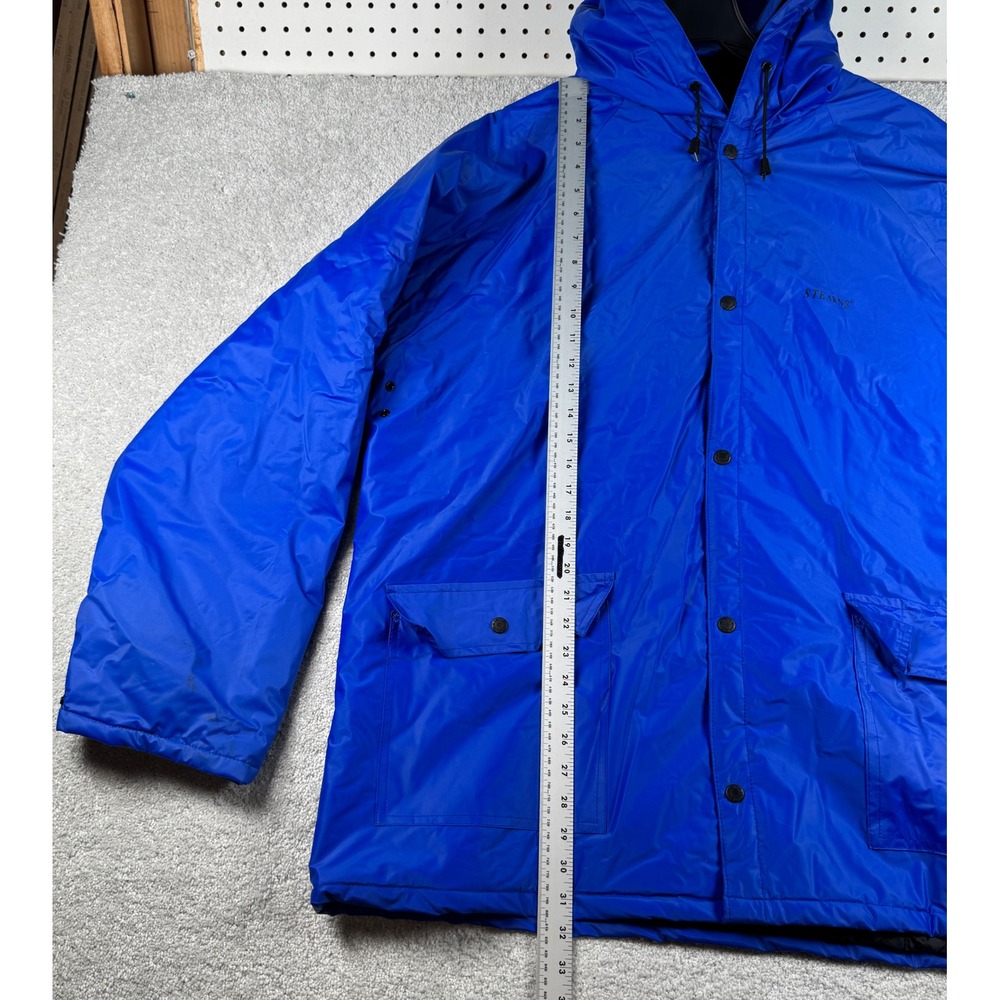 Stearns Rain Jacket Men XXL Blue Dry Wear Hooded Quilted Lined Workwear Coat - Picture 11 of 13